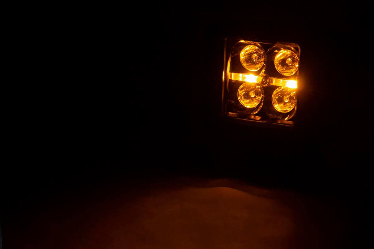 ROUGH COUNTRY 2-INCH SQUARE CREE LED LIGHTS - (PAIR | BLACK SERIES W/ AMBER DRL)