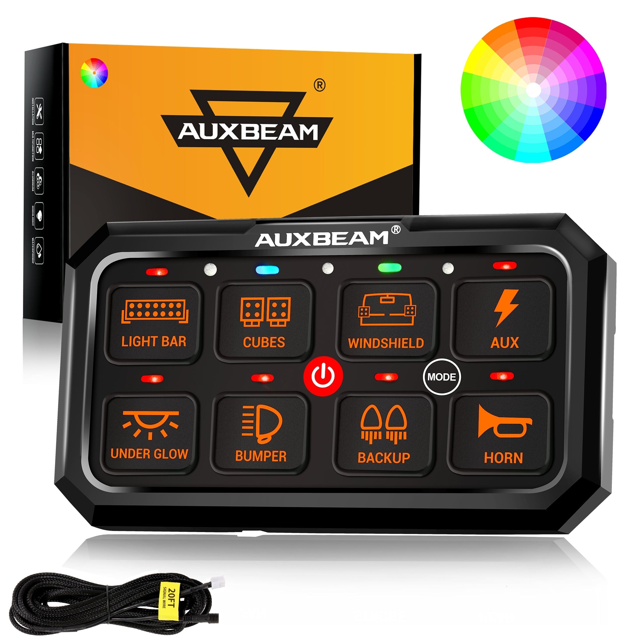 RGB Series 6/8/12 Gang LED Switch Panel,Off Road Light Controller