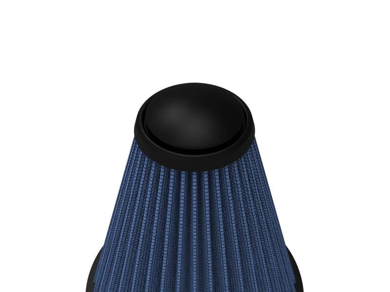 Universal aFe Magnum FLOW air filter with a conical design, featuring a blue filter media and a black top cap.