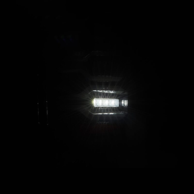 AlphaRex Luxx-Series LED tail lights for 14-18 Chevy Silverado 1500 in black with sequential signal feature.