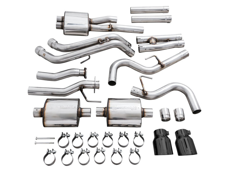 AWE Tuning 16-22 Toyota Tacoma 0FG Cat-Back Exhaust w/ BashGuard - Dual Diamond Black Tips