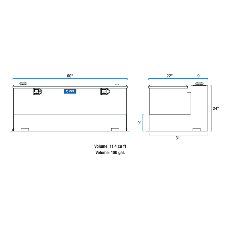 UWS Matte Black 100-Gallon Steel-Aluminum Combo Transfer Tank Model ST-100-COMBO-MB