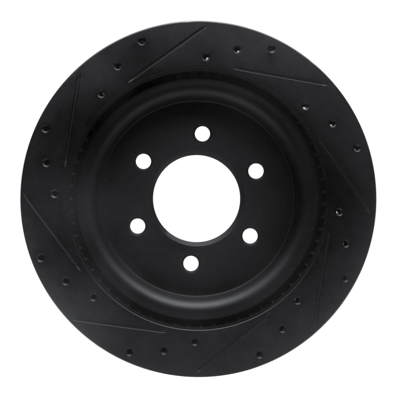 R1 21-25 Ford F-150 RWD Rear Right Drilled & Slotted Black Brake Rotor