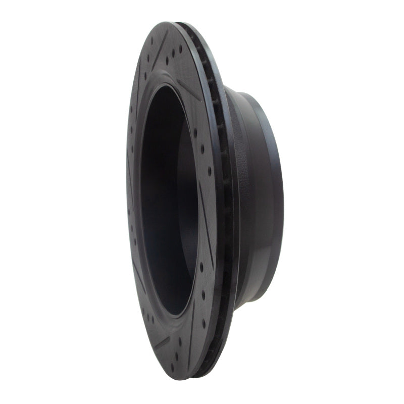 R1 15-20 Chevrolet Colorado Rear Right Drilled & Slotted Black Brake Rotor