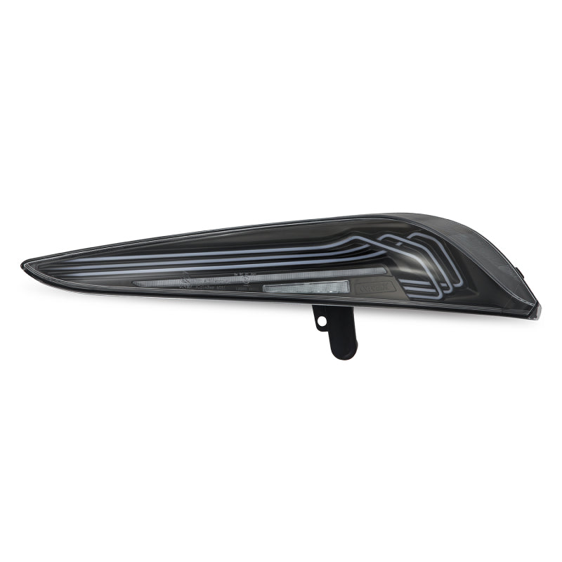 AlphaRex LUXX-Series LED tail light for 20-24 Toyota Supra in black, featuring a sleek laser style design.