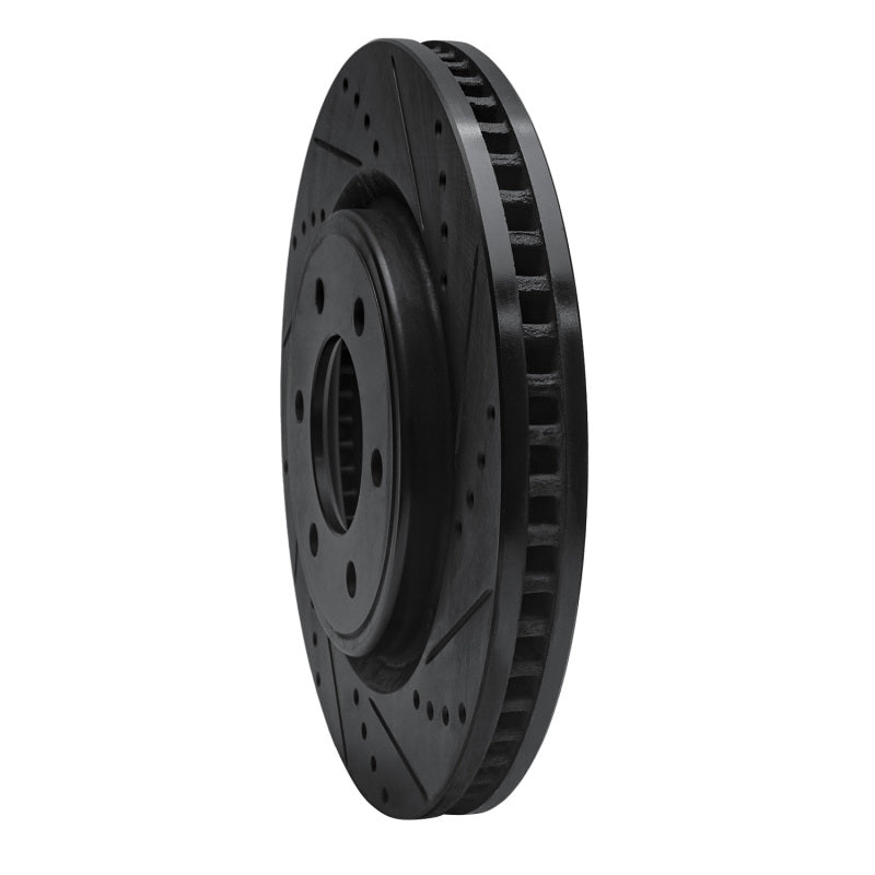R1 2021-2025 Ford F-150 4WD Front Right Drilled & Slotted Black Brake Rotor