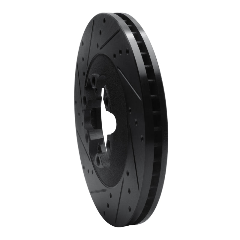 R1 09-12 Chevrolet Colorado Front Left Drilled & Slotted Black Brake Rotor