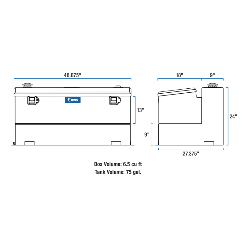 UWS Bright Aluminum Transfer Tank Model TT-75-COMBO