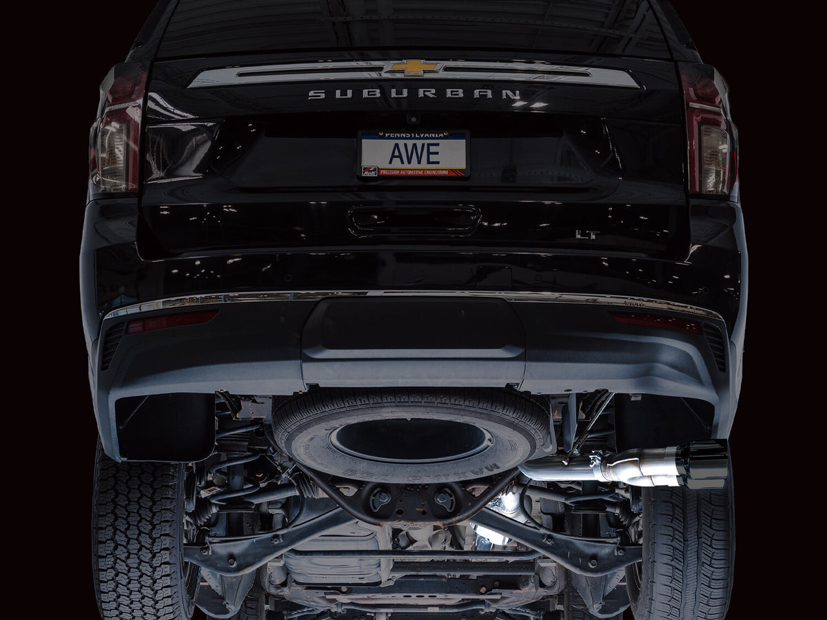 0FG Catback Side Exit Exhaust for 21-Present Tahoe/Yukon 5.3L - 4.5 Inch Diamond Black Tips AWE Tuning