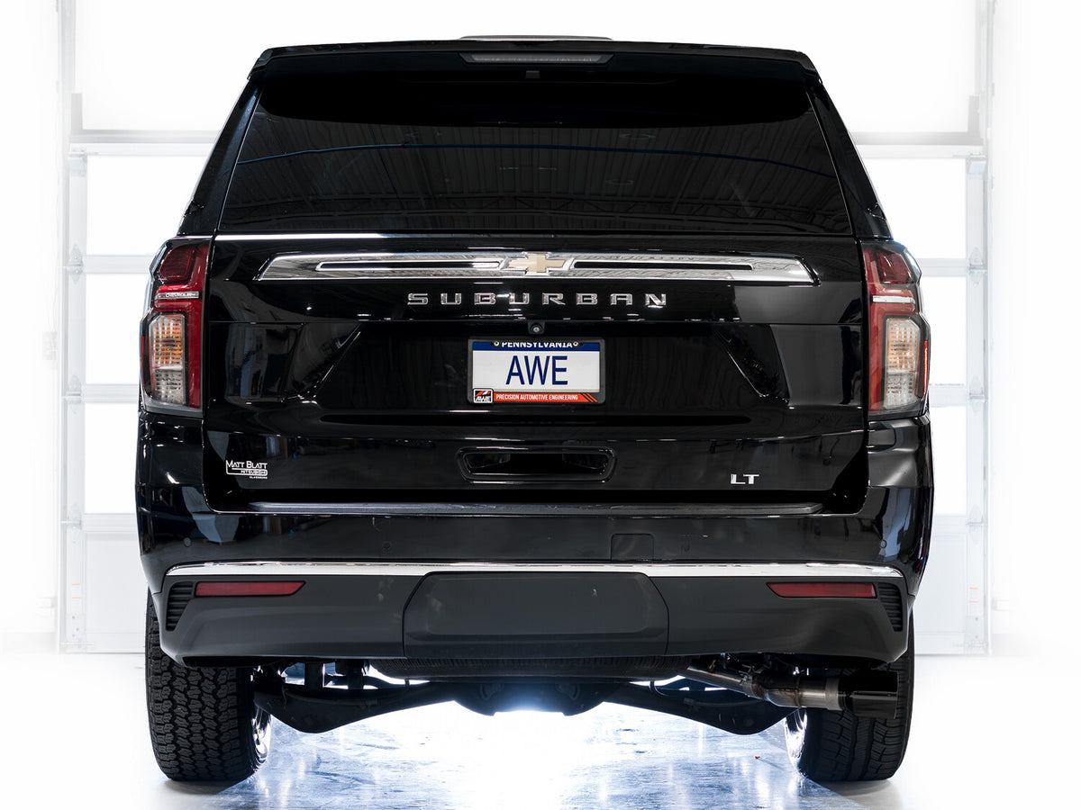 0FG Catback Side Exit Exhaust for 21-Present Tahoe/Yukon 5.3L - 4.5 Inch Diamond Black Tips AWE Tuning