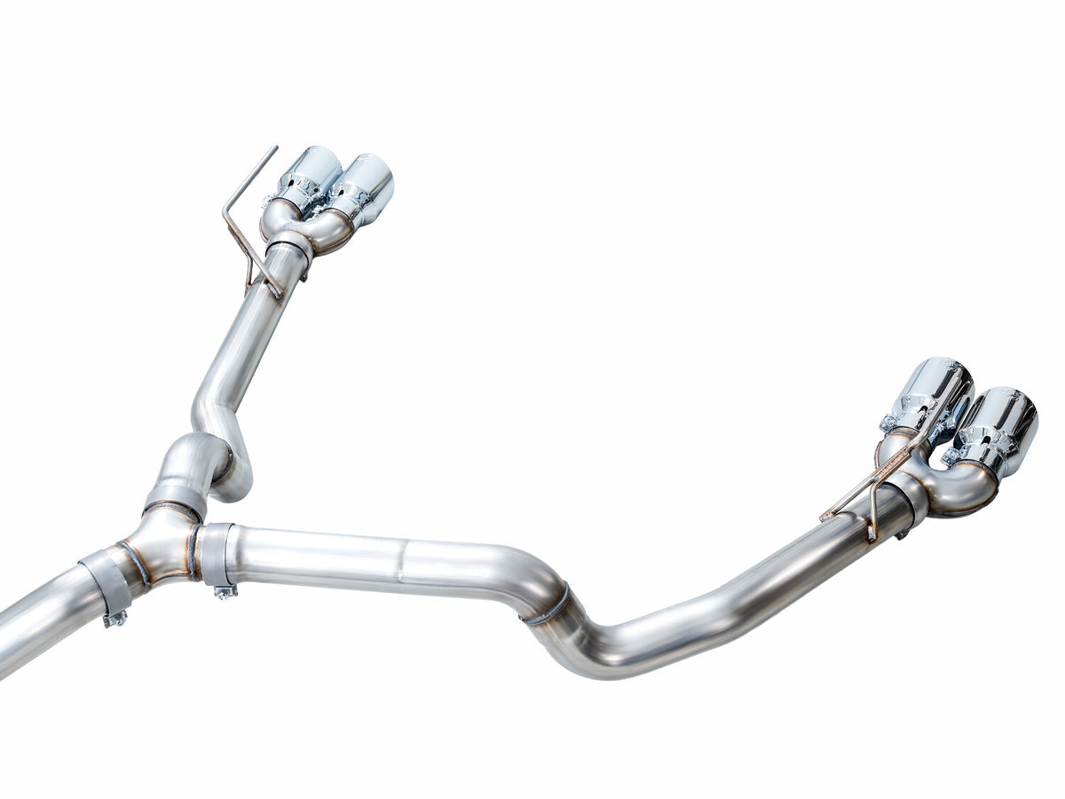 0FG Catback Split Rear Exit Exhaust for 21-Present Suburban/Yukon XL 5.3L - 4.5 Inch Quad Chrome Silver Tips AWE Tuning