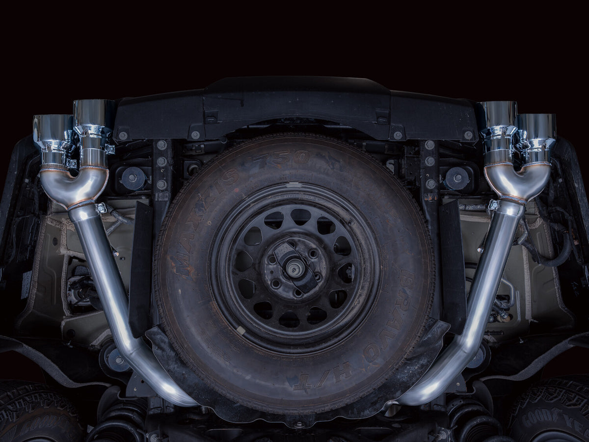 0FG Catback Split Rear Exit Exhaust for 21-Present Suburban/Yukon XL 5.3L - 4.5 Inch Quad Chrome Silver Tips AWE Tuning