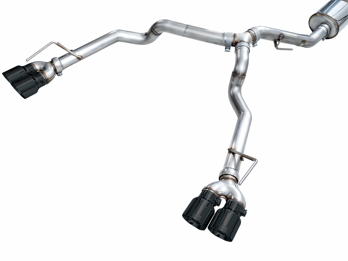 0FG Catback Split Rear Exit Exhaust for 21-Present Tahoe/Yukon 5.3L - 4.5 Inch Quad Diamond Black Tips AWE Tuning