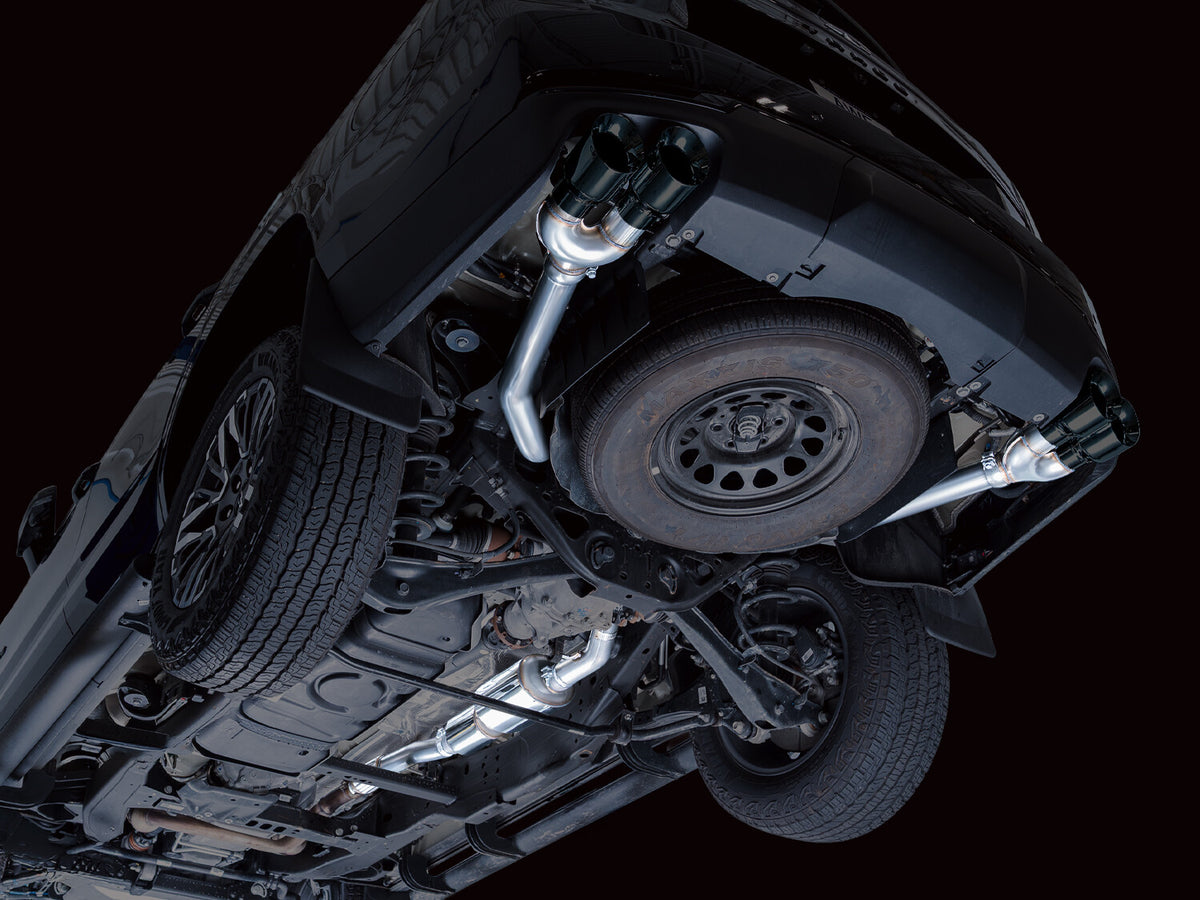 0FG Catback Split Rear Exit Exhaust for 21-Present Tahoe/Yukon 5.3L - 4.5 Inch Quad Diamond Black Tips AWE Tuning