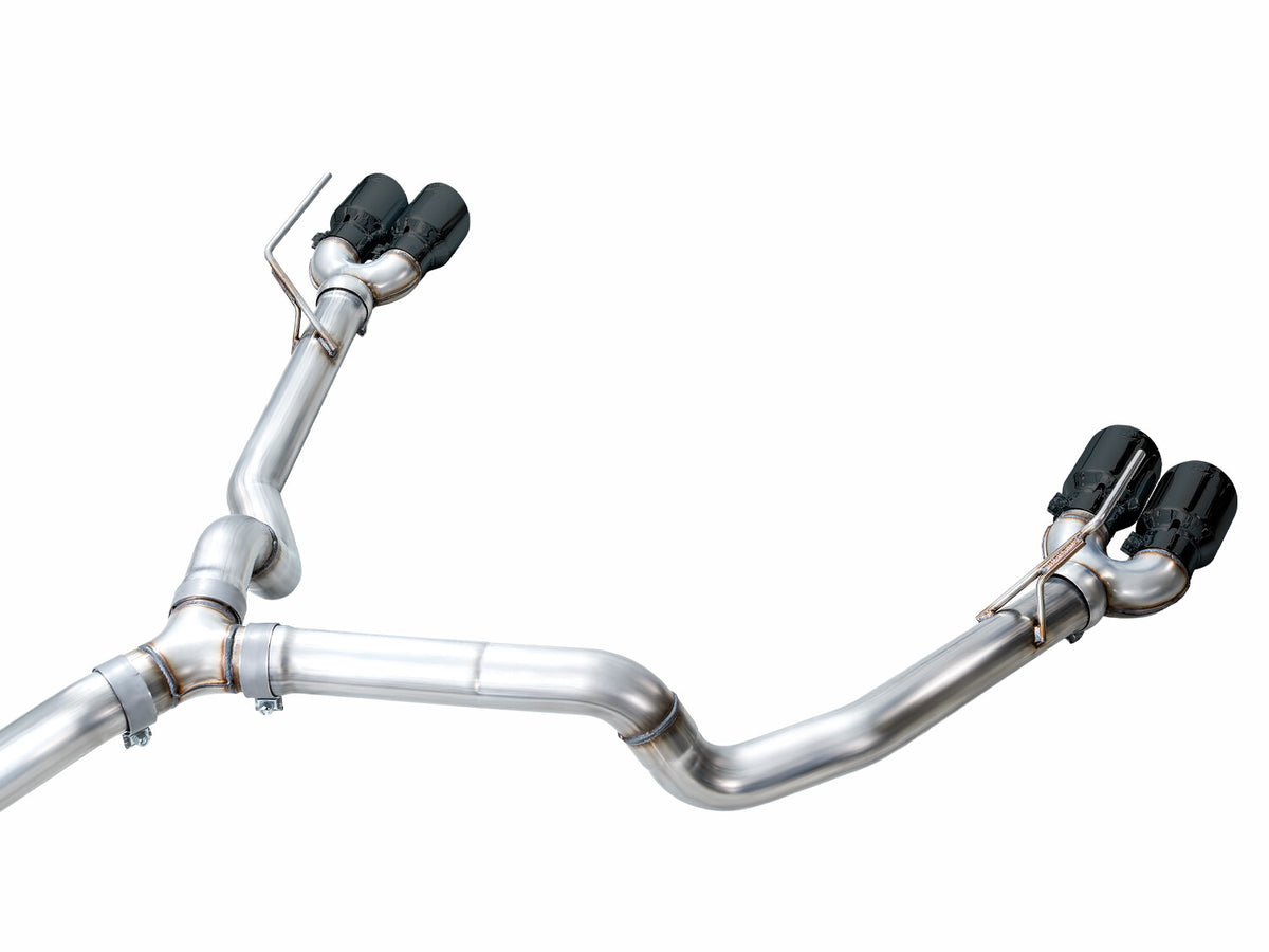 0FG Catback Split Rear Exit Exhaust for 21-Present Suburban/Yukon XL 5.3L - 4.5 Inch Quad Diamond Black Tips AWE Tuning
