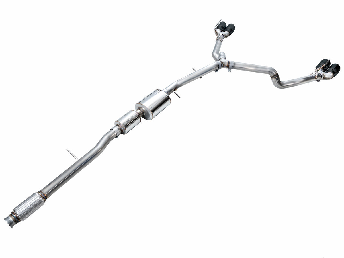 0FG Catback Split Rear Exit Exhaust for 21-Present Suburban/Yukon XL 5.3L - 4.5 Inch Quad Diamond Black Tips AWE Tuning