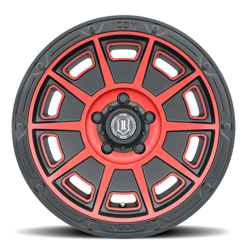 Victory 17 X 8.5 / 6X5.5 / 0MM / 4.75 Inch Back Space Satin Black W/ Red Tint, ICON Alloys