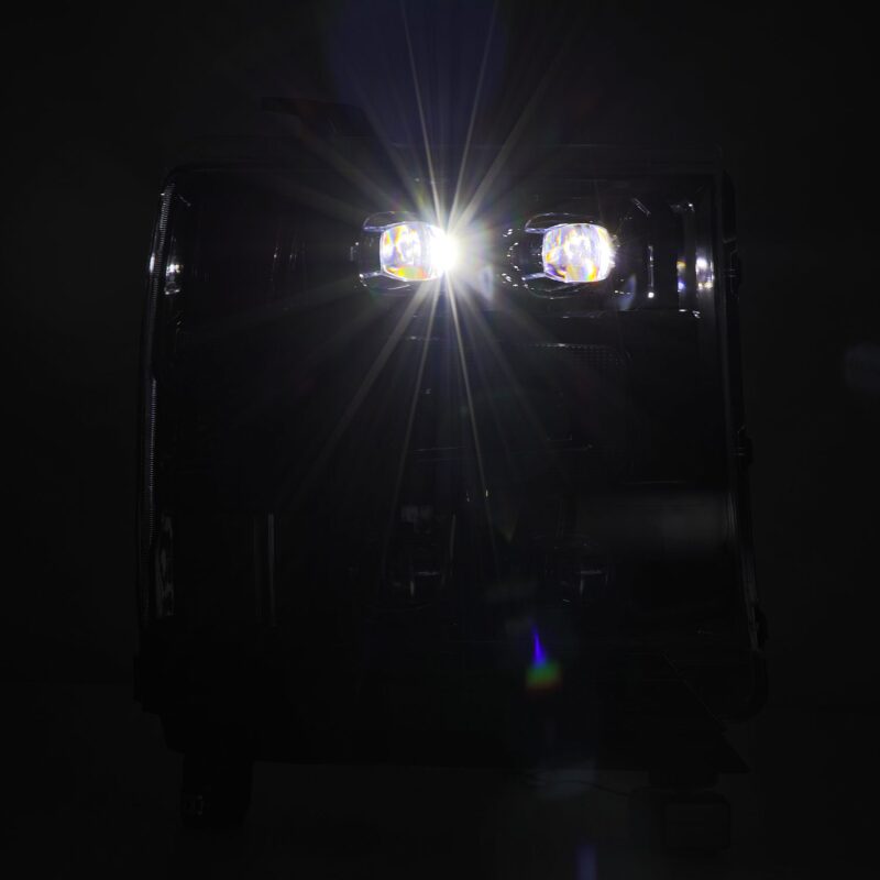 AlphaRex NOVA-Series LED projector headlights for 2016-2018 Chevy 1500HD with sequential signals and DRL.