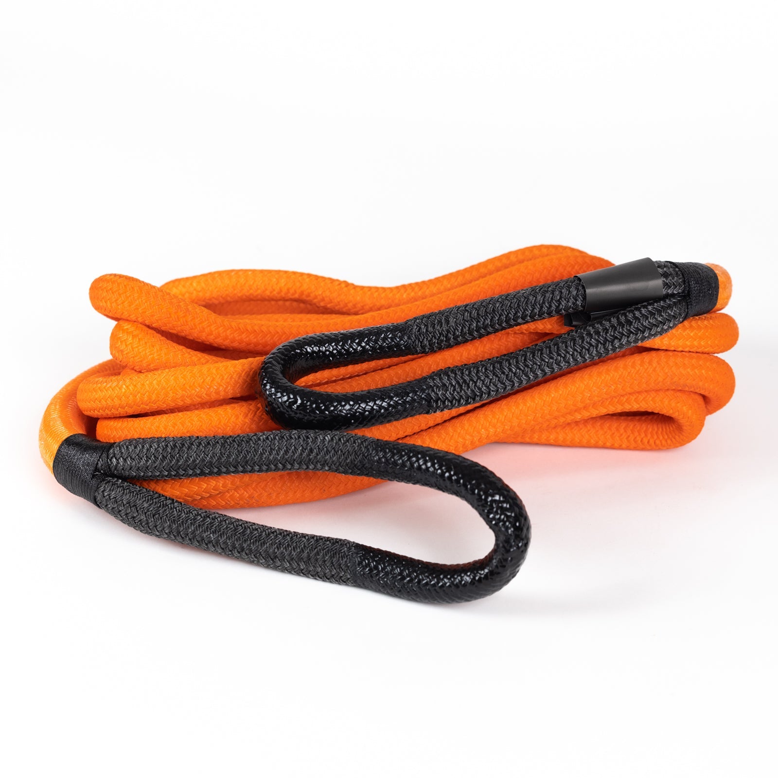 30-foot kinetic rope with orange and black loops, designed for offroad recovery and towing applications.