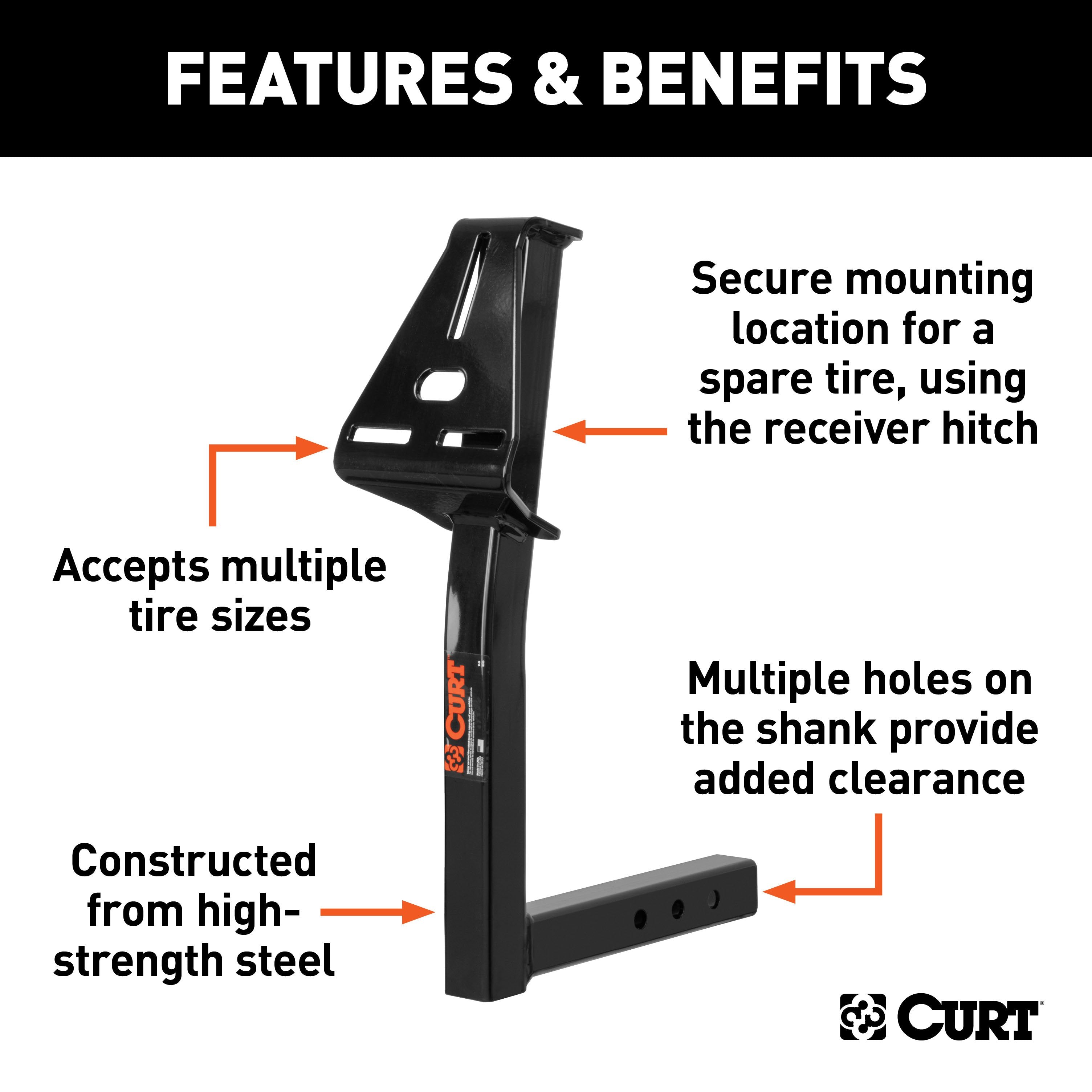 CURT 24-Inch High Trailer Hitch Spare Tire Mount for 2-inch Receiver Model 31006