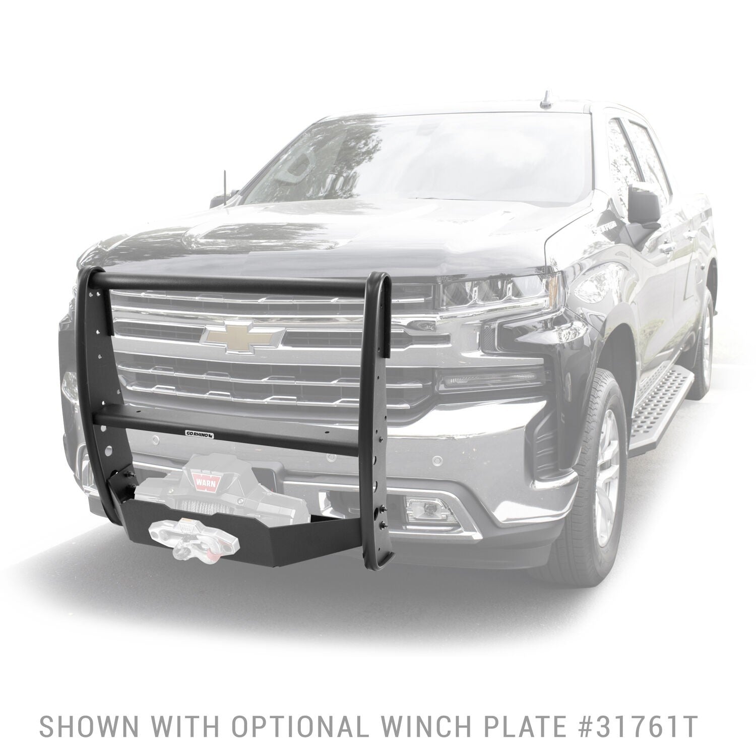 3100 Series StepGuard Center Grille Guard Only Textured Black 2019-2021 Silverado 1500 2022-2022 Silverado 1500 LTD Go Rhino