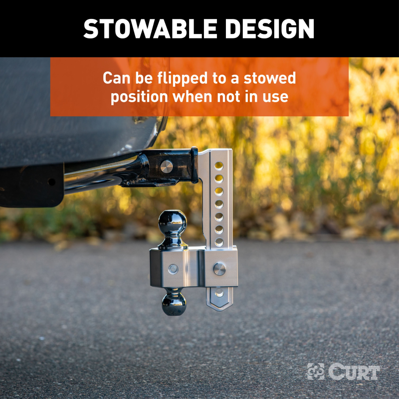 CURT AlumaLite Adjustable Aluminum Hitch with Dual Ball, 9-1/2" Drop Model 45366