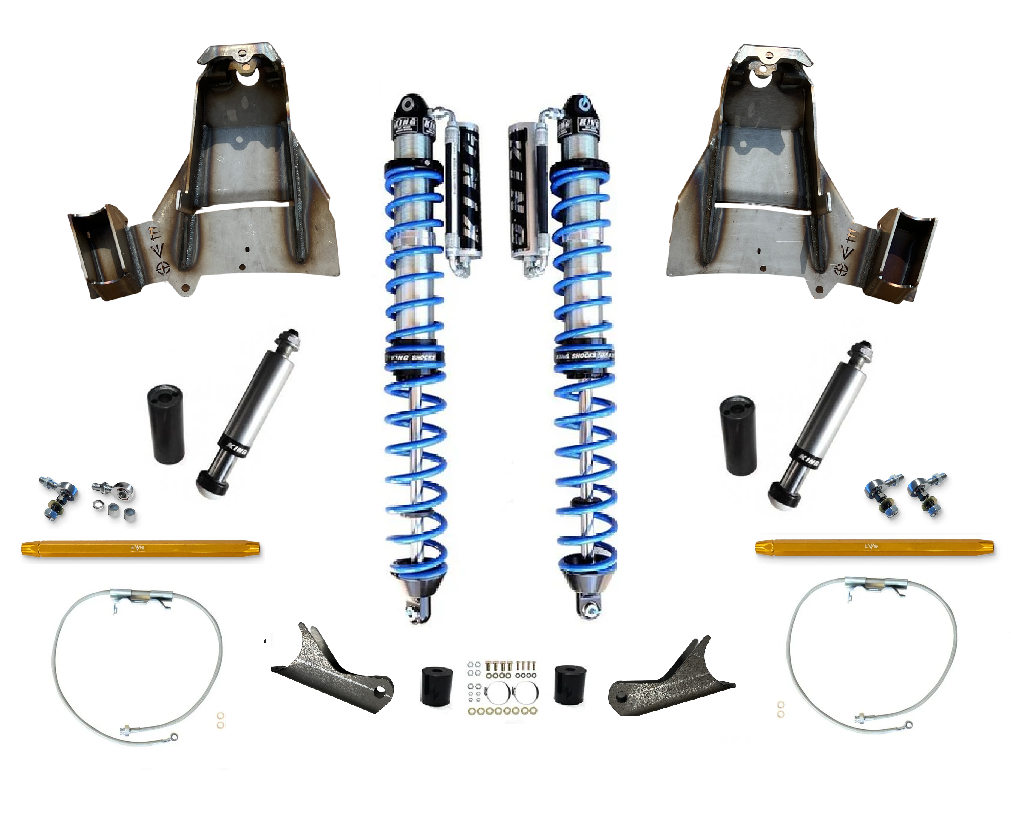 14" Inch Travel EVO SPEC KING FRONT FABRICATION Shock Tower 2.5" or 3.0" COILOVER BLACK FOR JL/JT WRANGLER & GLADIATOR
