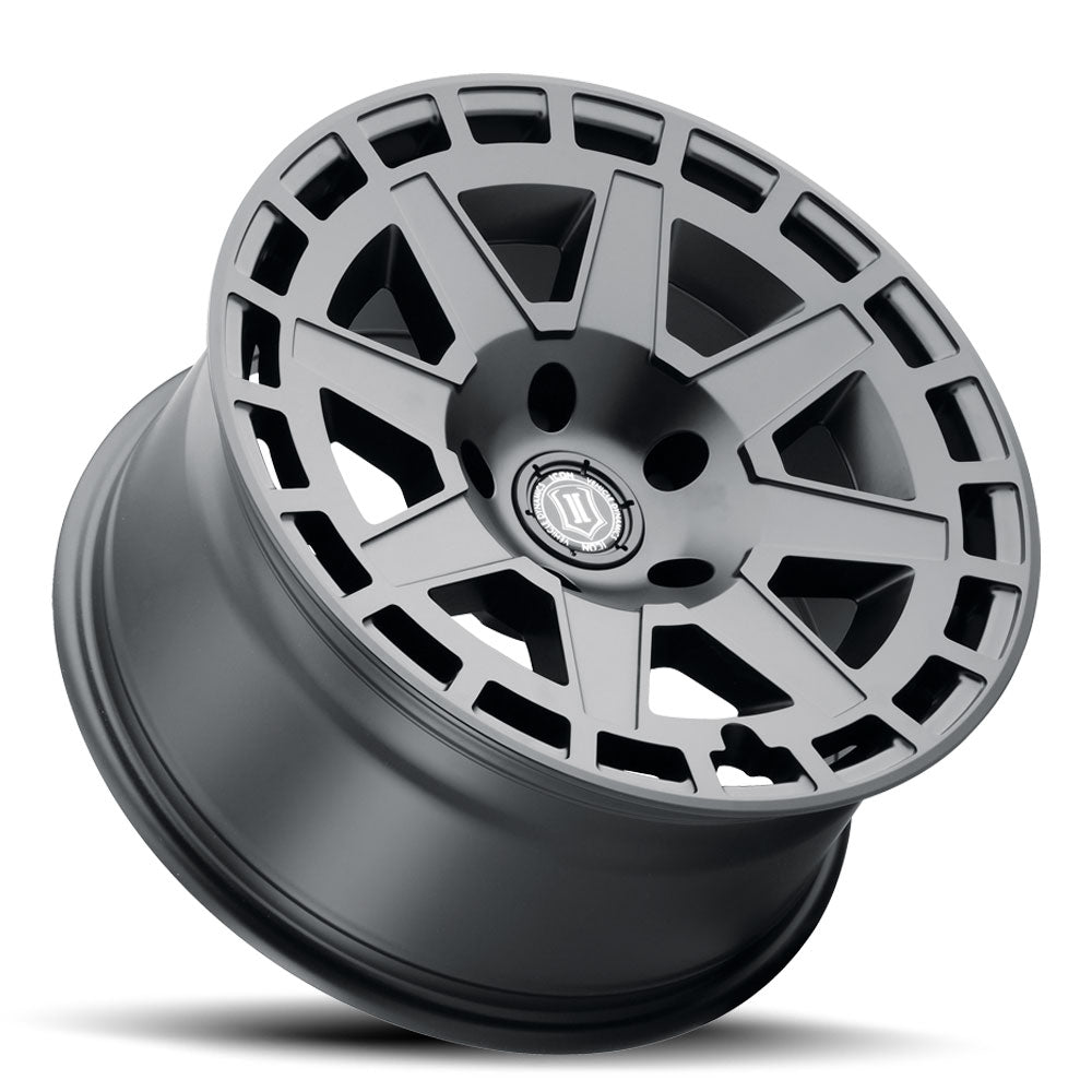 Compass 17 X 8.5 / 6X135 / 6MM / 5 Inch Back Space Satin Black, ICON Alloys
