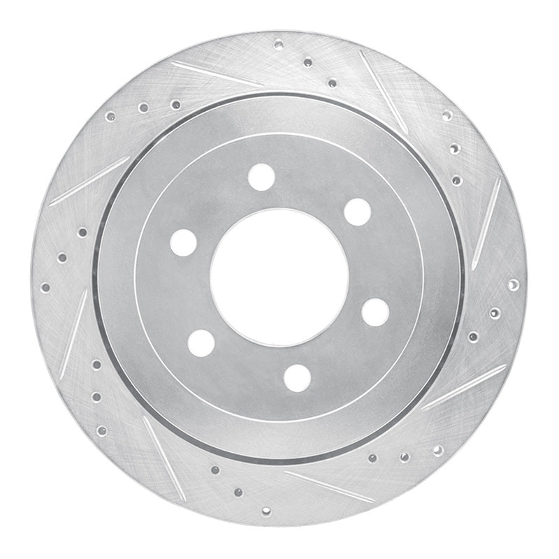 R1 07-17 Ford Expedition Rear Right Drilled & Slotted Silver Brake Rotor