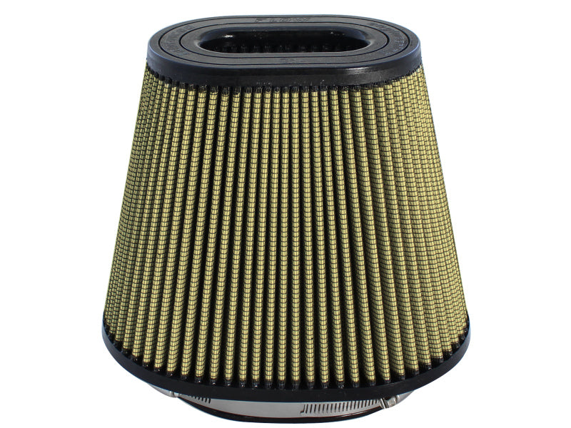 afe Magnum FORCE replacement air filter with a conical design, featuring a textured surface and a black base for optimal airflow.