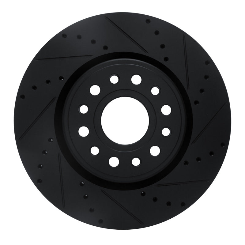 R1 19-25 Ram 1500 Front Right Drilled & Slotted Black Brake Rotor