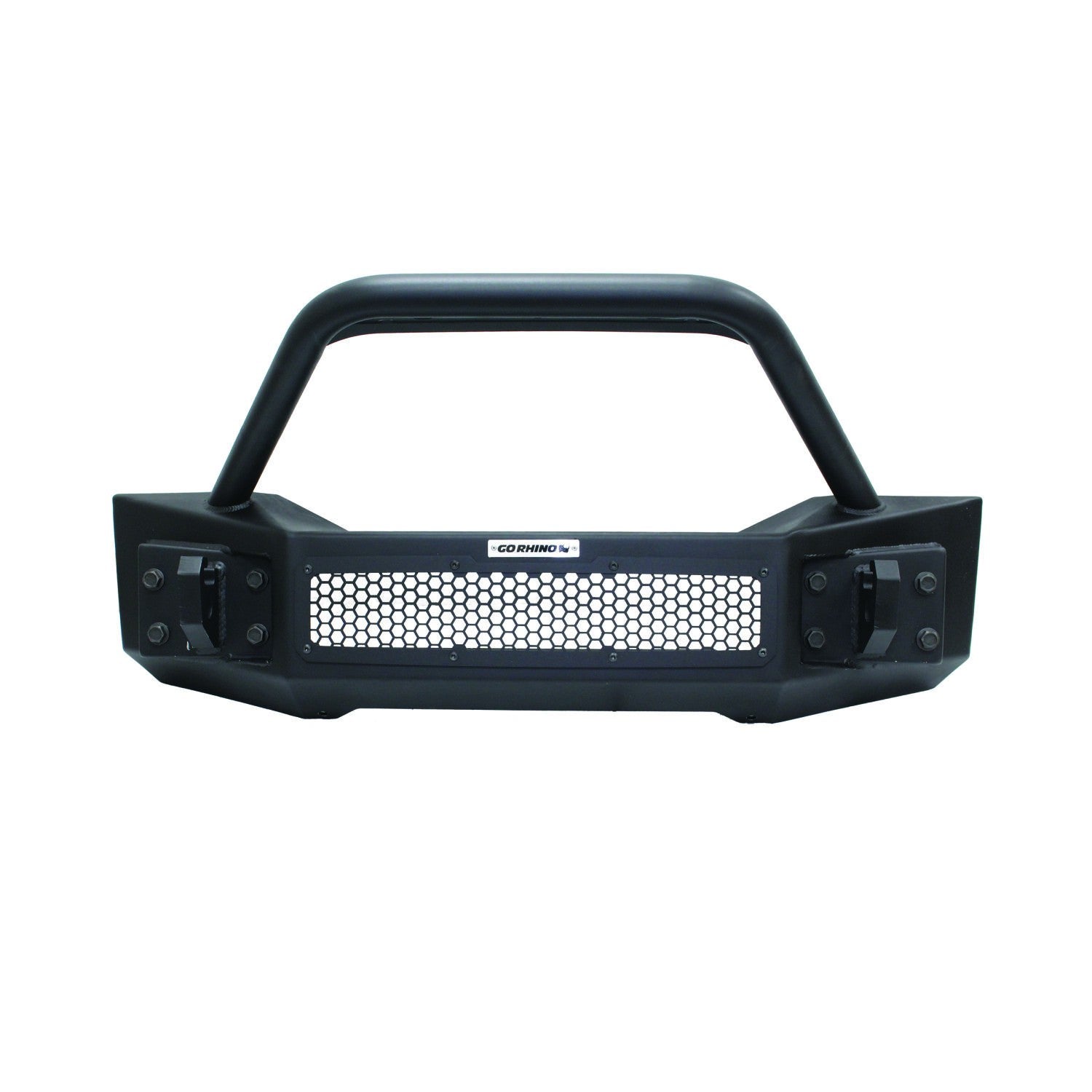 Rockline Front Stubby Bumper W/ Overrider Textured Black 2007-2025 Jeep Wrangler JK/JL 2020-2025 Jeep Gladiator Go Rhino