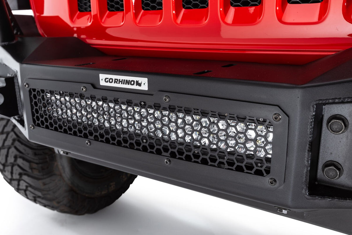 Rockline Front Full Width Bumper Textured Black 2007-2025 Jeep Wrangler JK/JL 2020-2025 Jeep Gladiator Go Rhino
