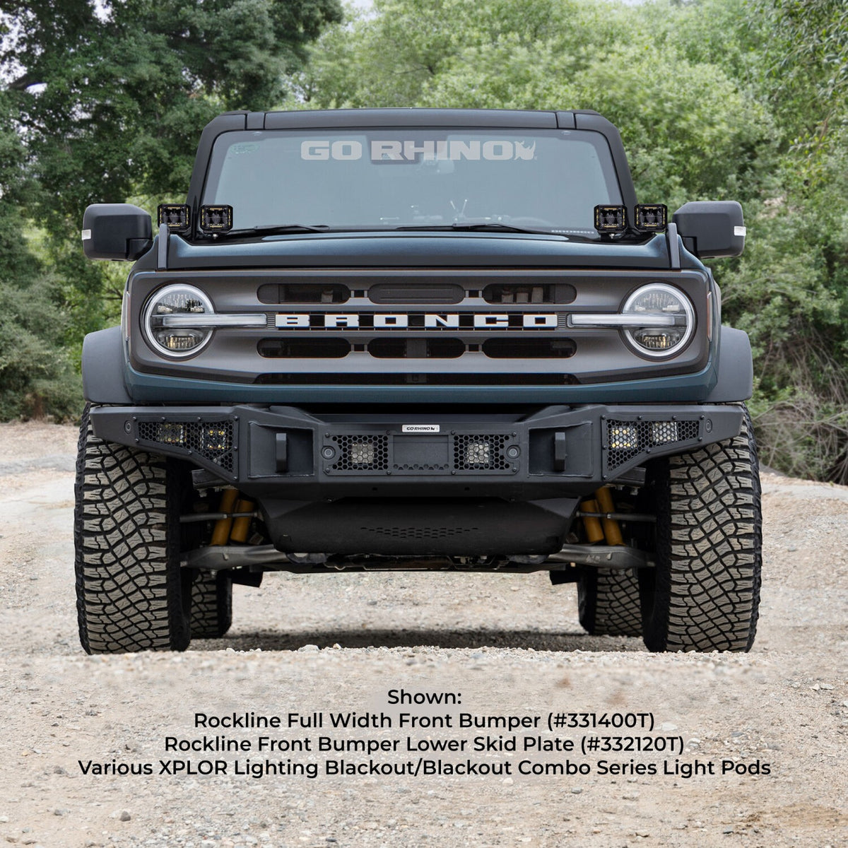 Rockline Front Bumper Lower Skid Plate For Ford Bronco Textured Black 2021-2026 Ford Bronco 2025-2025 Jeep Gladiator Go Rhino