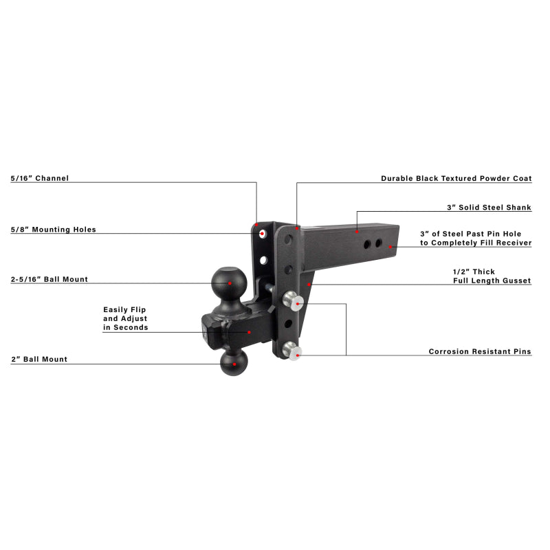BulletProof Hitches 3.0" Heavy Duty 4" Drop/Rise Hitch Model HD304