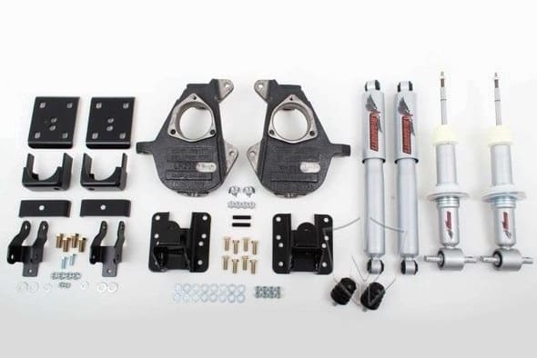 McGaughy's 3-5/5-7 Inch Spindle/Flip Kit Lowering Kit 2014-2016 Silverado/Sierra 1500 with Cast Steel Control Arms 2WD