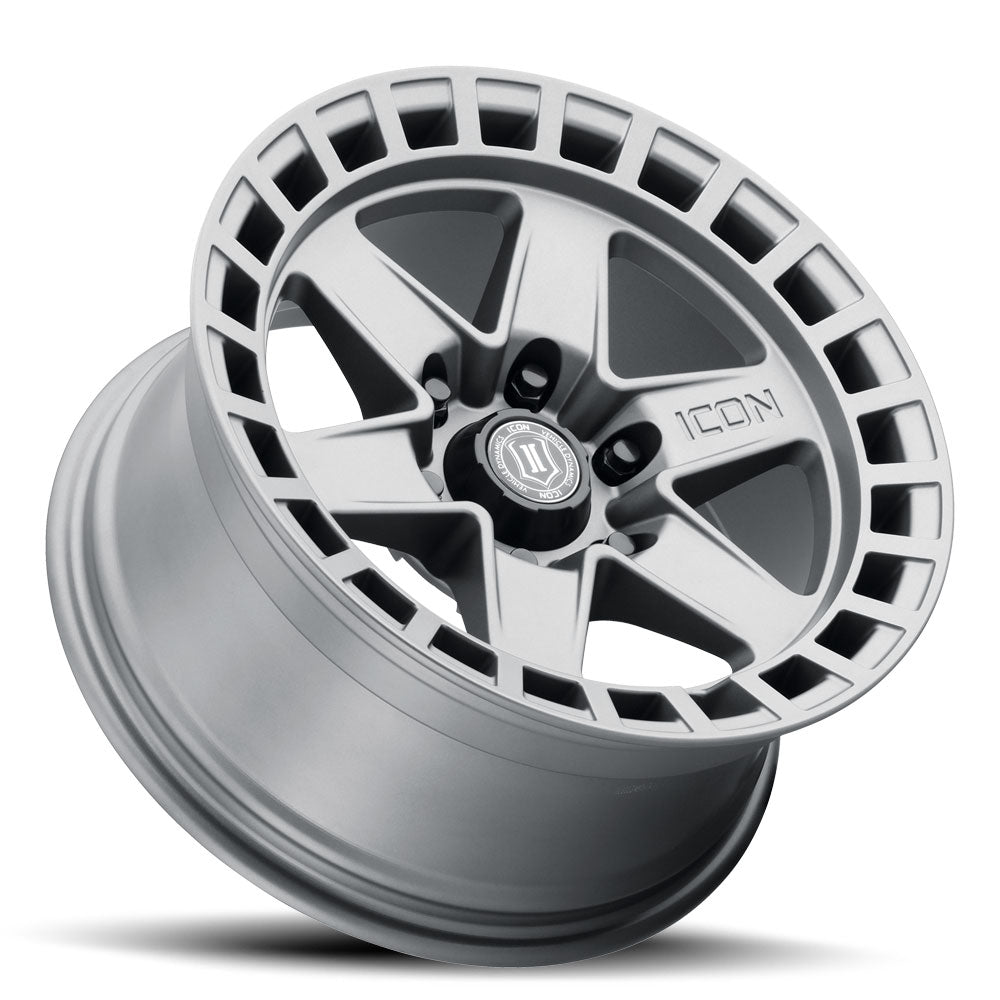 Raider 17 X 8.5 / 6 X 5.5 / 0 MM / 4.75 Inch Back Space Titanium, ICON Alloys