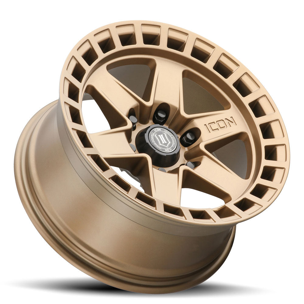 Raider 17 X 8.5 / 6 X 120 / 0 MM / 4.75 Inch Back Space Satin Brass, ICON Alloys