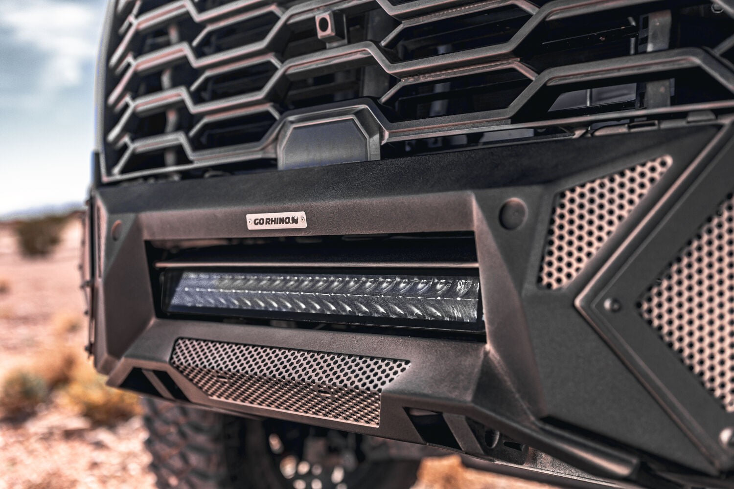 Element Front Bumper W/Power Actuated Hide Away Light Bar Mount Textured Black 2022-2026 Toyota Tundra Go Rhino