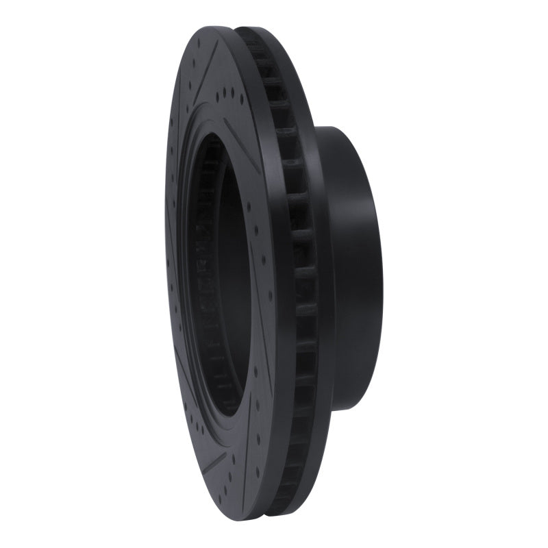 R1 16-24 Nissan Titan XD Front Right Drilled & Slotted Black Brake Rotor