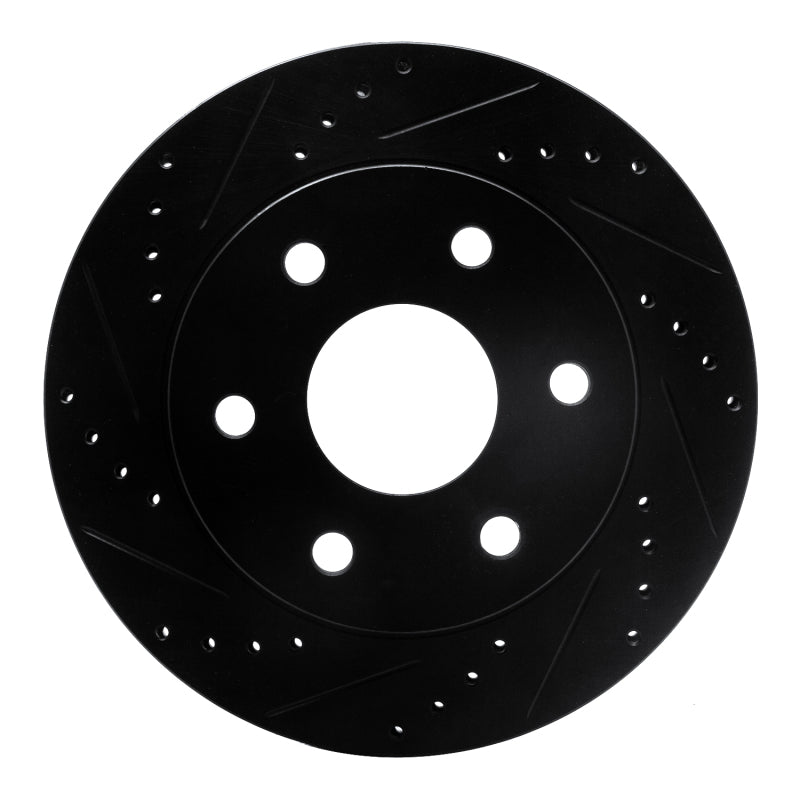 R1 2021-2025 Ford F-150 4WD Rear Left Drilled & Slotted Black Brake Rotor