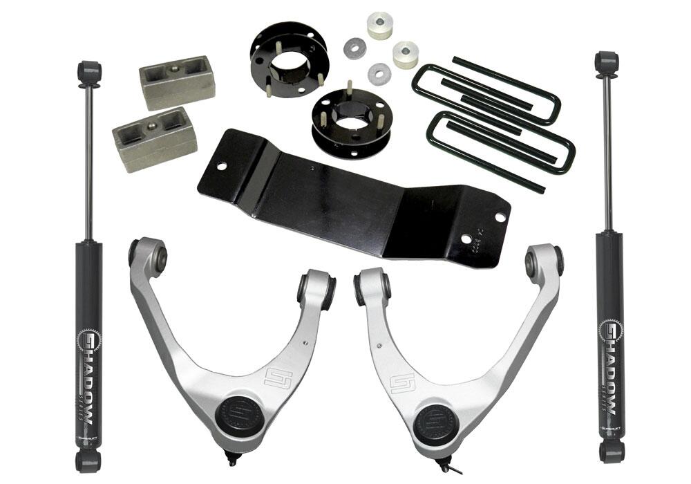 3.5 Inch Lift Kit 2014-2018 Chevy Silverado and GMC Sierra 4WD with Aluminum or Stamp Steel Control arms with Superlift Rear Shocks Superlift
