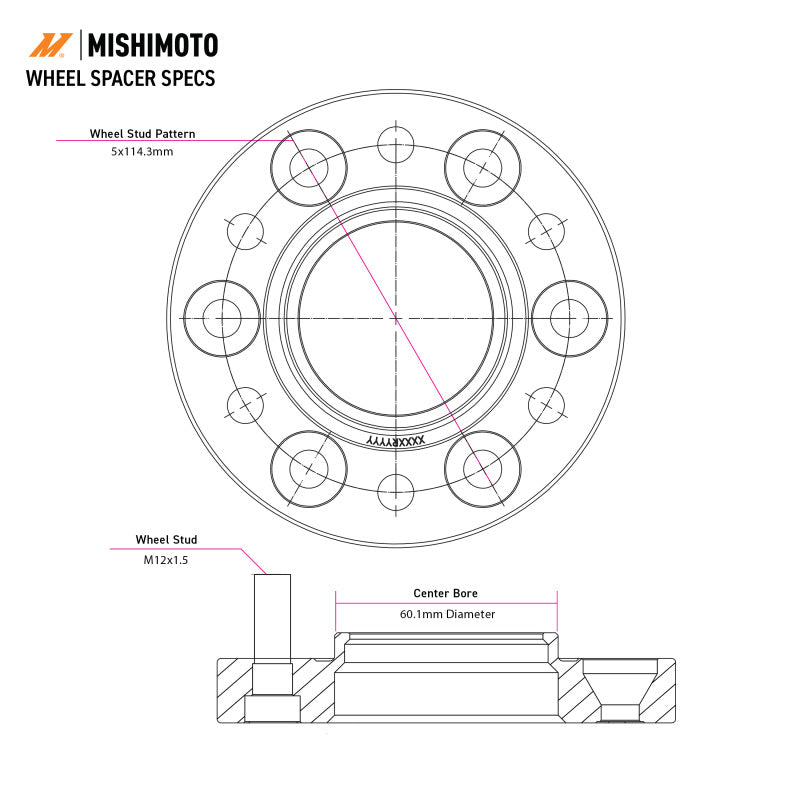 Mishimoto Wheel Spacers - 5x114.3 - 60.1 - 35 - M12 - Black