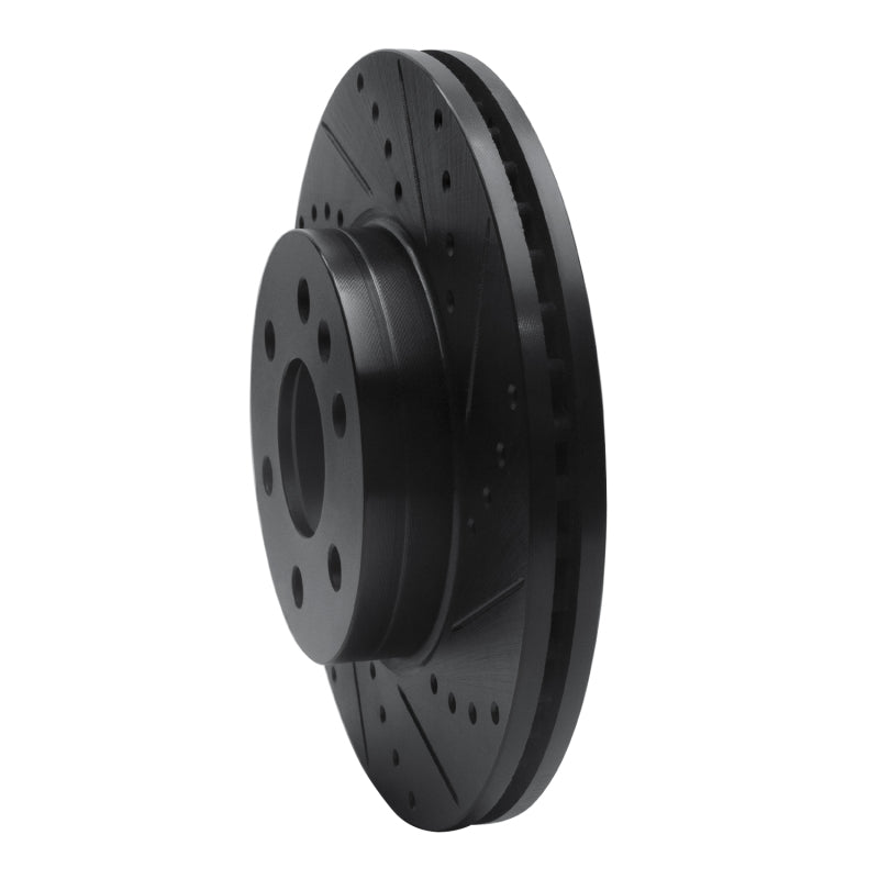 R1 15-20 Chevrolet Colorado Front Right Drilled & Slotted Black Brake Rotor