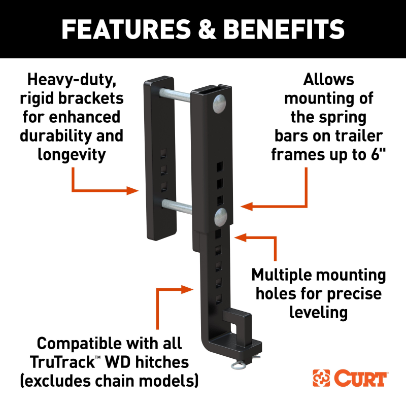 CURT TruTrack™ Heavy-Duty 6" Adjustable Support Brackets Model 17517