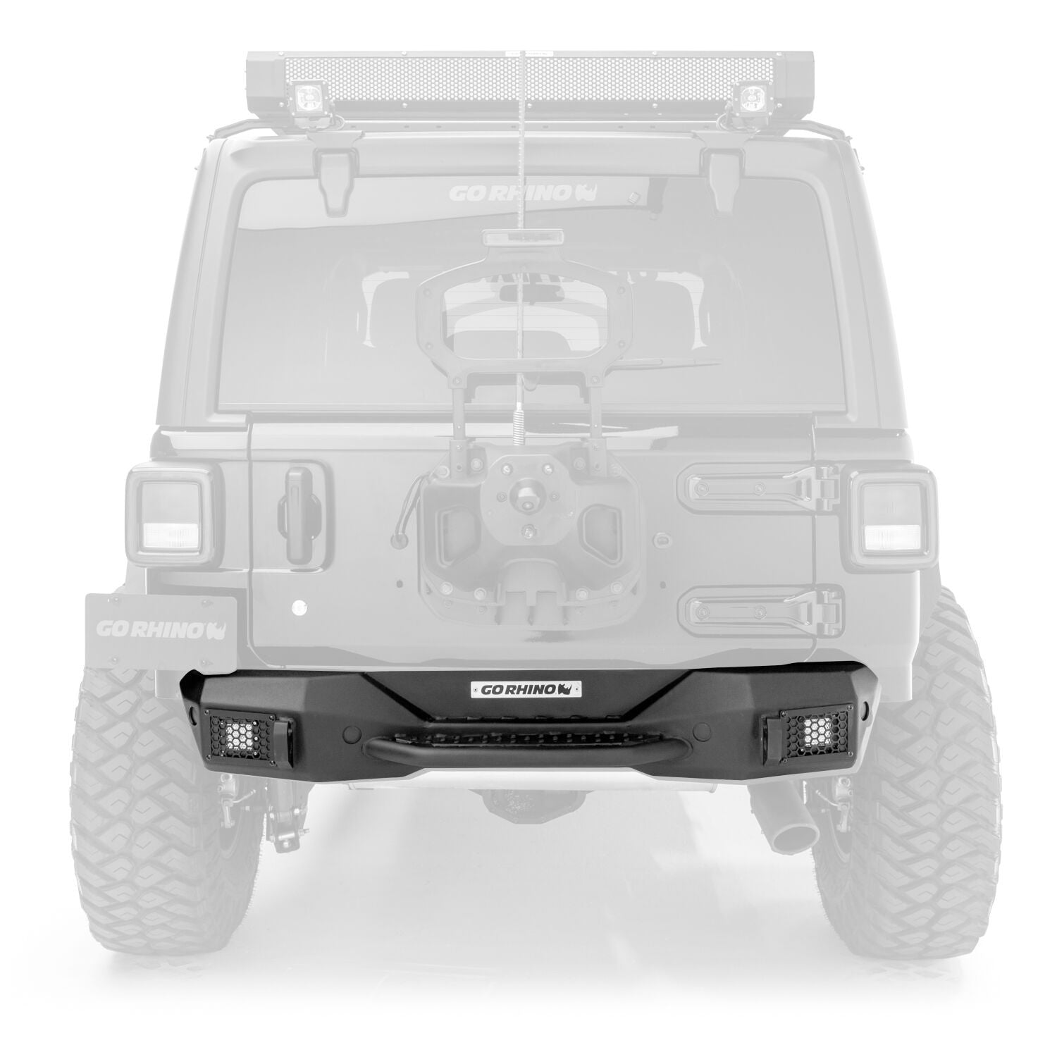 Rockline Rear Stubby Bumper Textured Black 2018-2026 Jeep Wrangler Go Rhino
