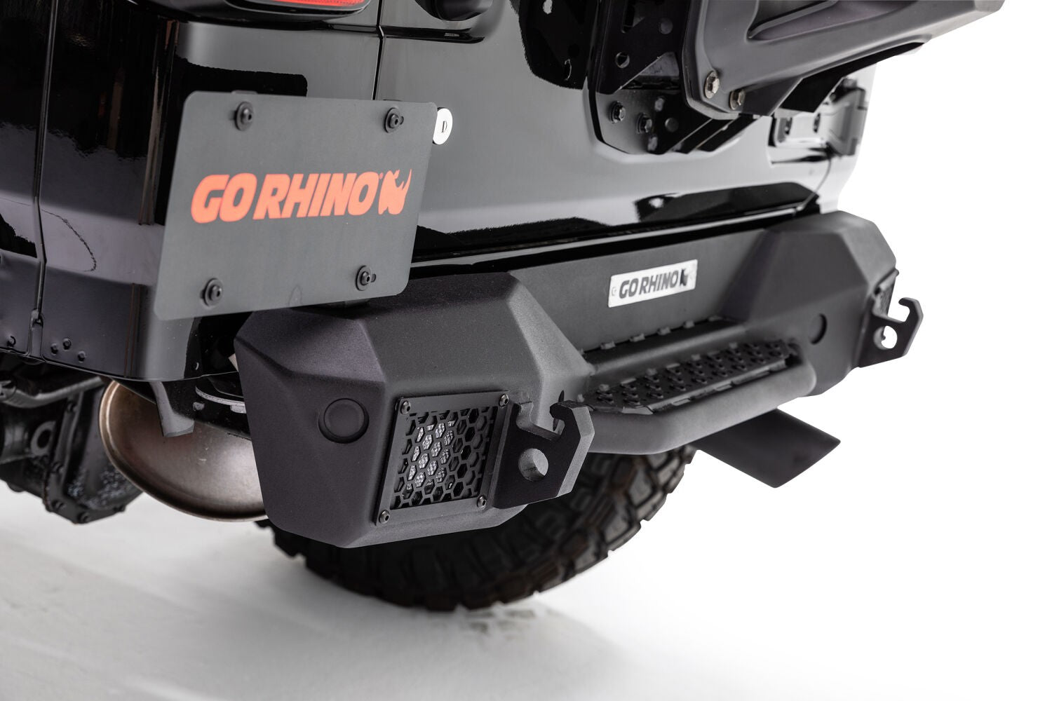 Rockline Rear Stubby Bumper Textured Black 2018-2026 Jeep Wrangler Go Rhino