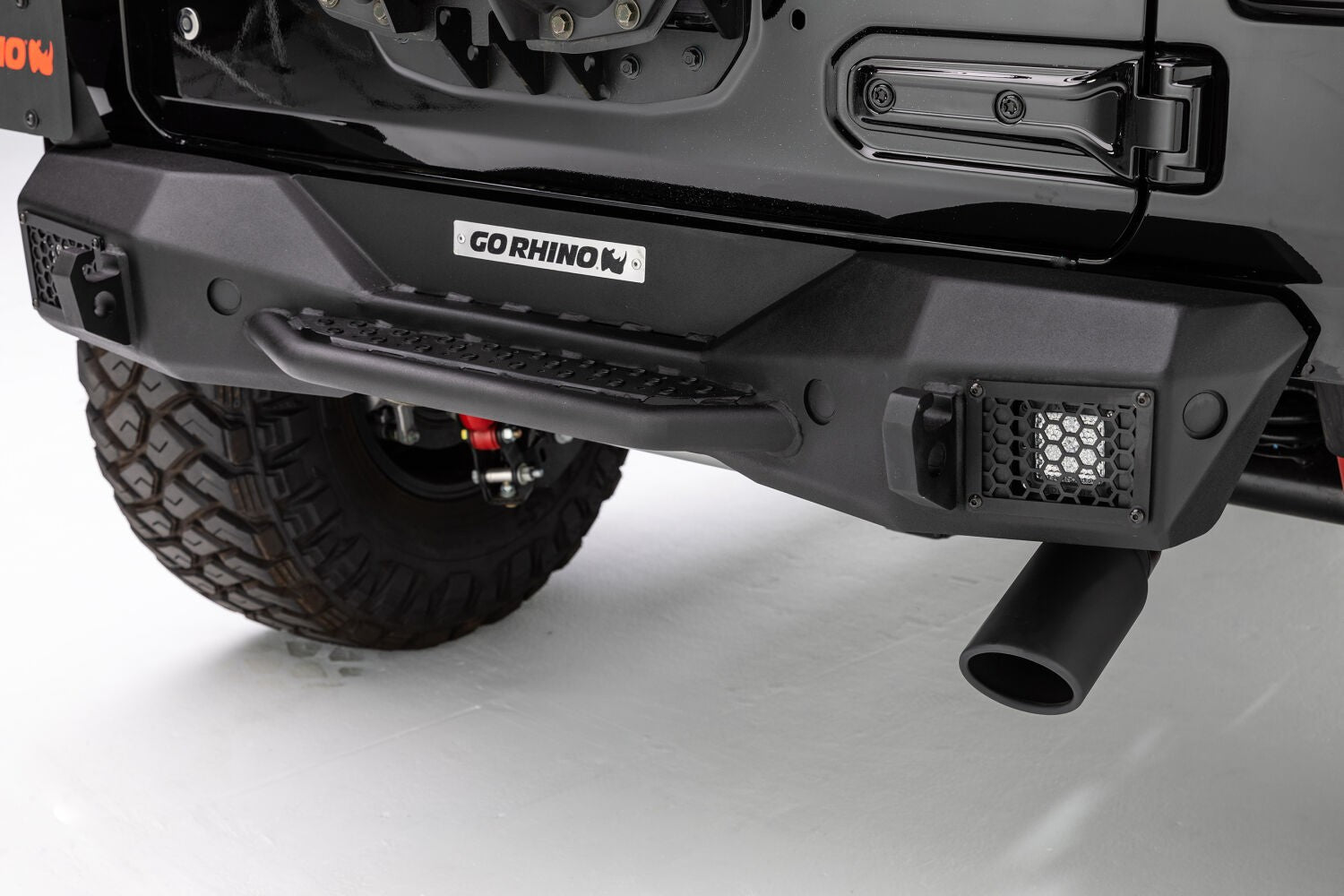 Rockline Rear Stubby Bumper Textured Black 2018-2026 Jeep Wrangler Go Rhino