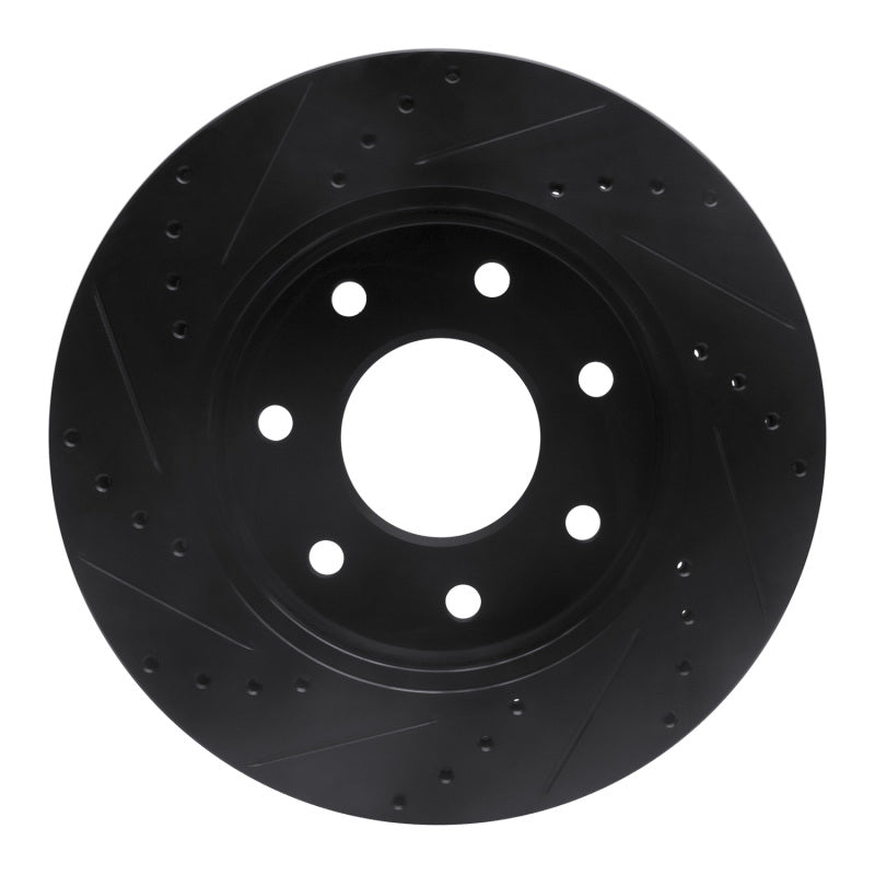 R1 04-08 Ford F-150 4WD Front Right Drilled & Slotted Black Brake Rotor