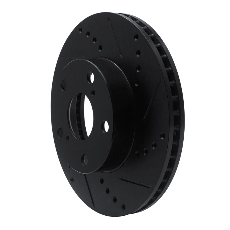 R1 05-15 Toyota Tacoma Front Right Drilled & Slotted Black Brake Rotor